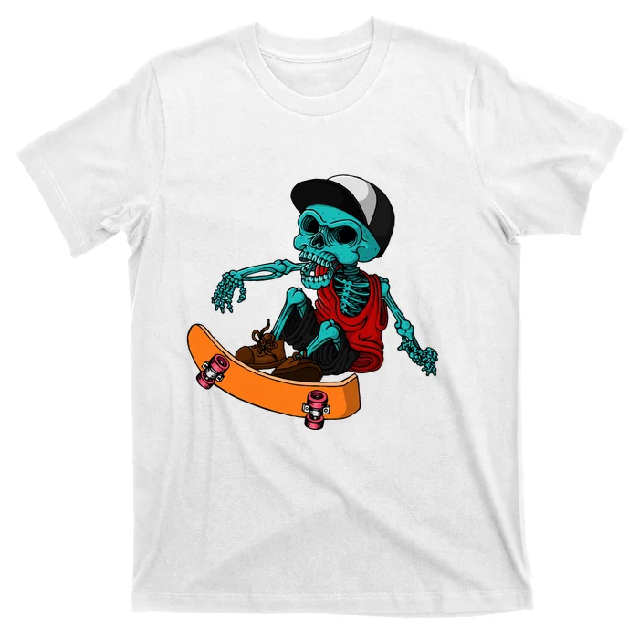Skull-Playing-Skateboarding-T-Shirt Skull Playing Skateboarding T-Shirt