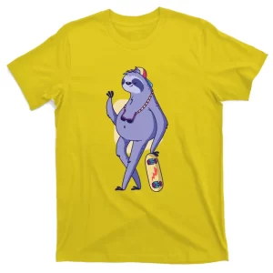Sloth Skater Skateboarding Skateboard Funny Gift T-Shirt