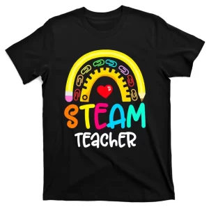 Steam Teacher Rainbow Pencil Back To School T-Shirt