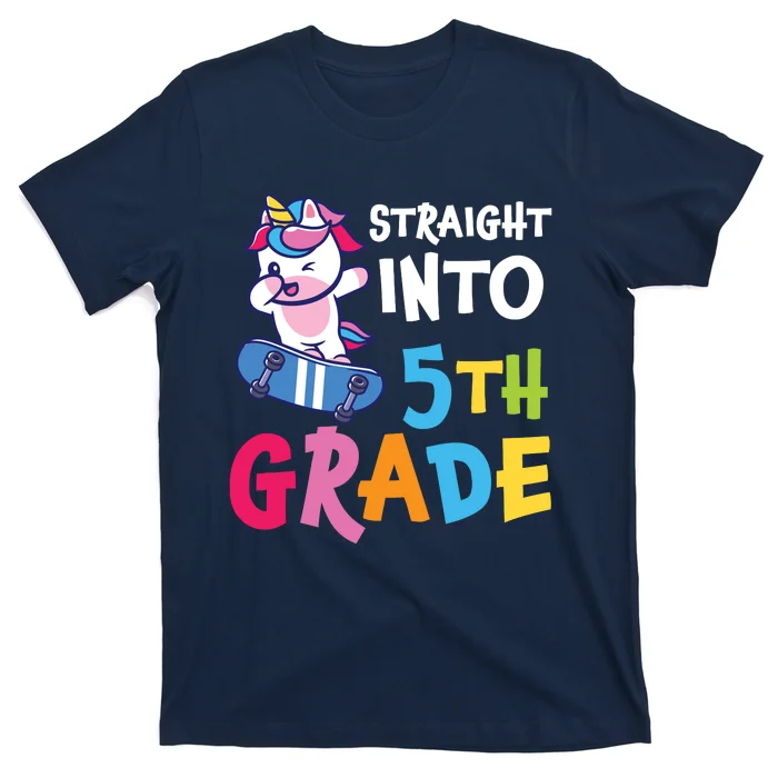 Straight Into 5th Grade Funny Unicorn Back To School Gift T-Shirt