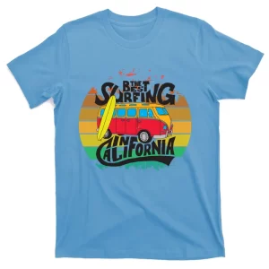 The Best Surfing California With Vintage Car And Retro Vintage Background T-Shirt