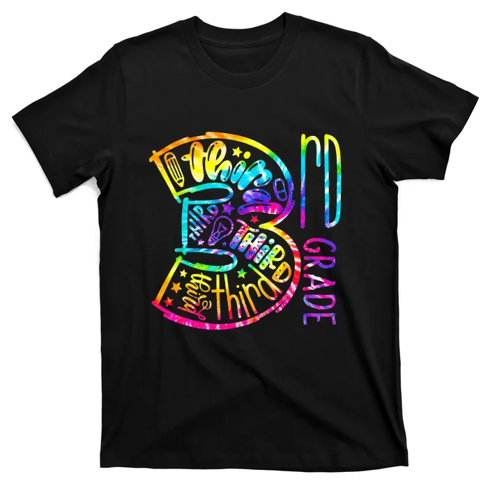 Tie Dye Third 3rd Grade Typography Back To School T-Shirt