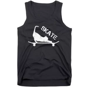 Vintage Skateboard Skateboarder Cat Skateboarding Funny Tank Top