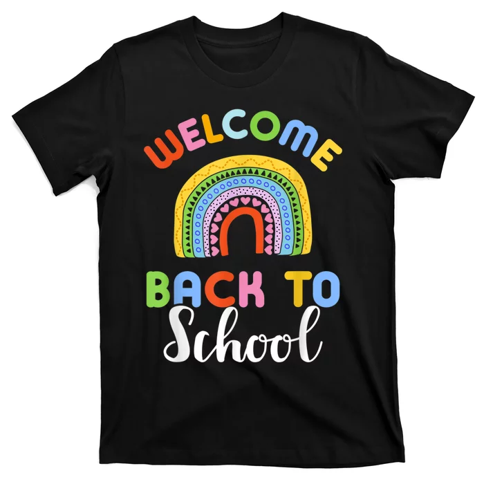 Welcome-Back-To-School-Rainbow-For-Teachers-And-Students-T-Shirt Welcome Back To School Rainbow For Teachers And Students T-Shirt