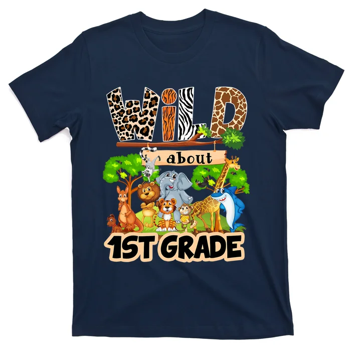 Wild About 1st Grade Kids Back To School Leopard T-Shirt