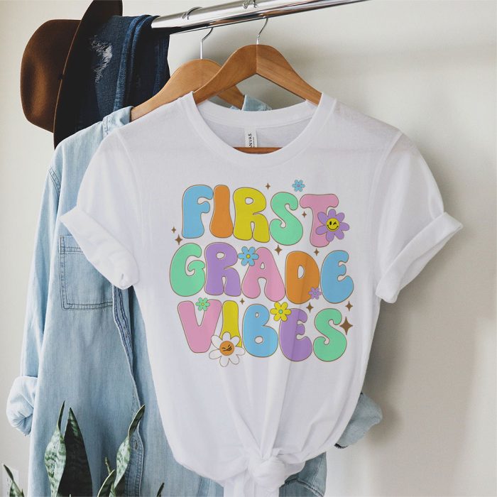 1st Day Of School 1st Grade Vibes Student Teacher Kids T Shirt 1