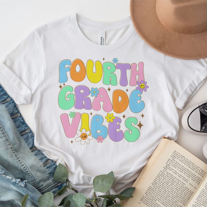 1st Day Of School 4th Grade Vibes Student Teacher Kids T Shirt 3