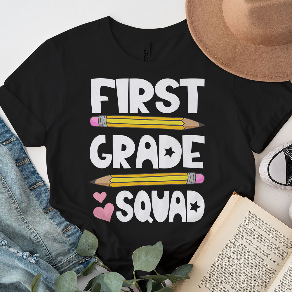 First Day Of School Outfits 1st Grade Squad Back To School T-Shirt 3 ...