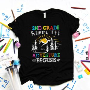 2nd Grade Where The Adventure Begins Back To School Teacher Kids T Shirt 5