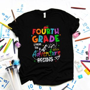4th Grade Where The Adventure Begins Back To School Teacher Kids T Shirt 5 1