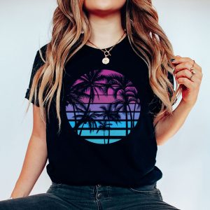 90s Retro Palm Tree Japanese Otaku Aesthetic Vaporwave Art T Shirt 4