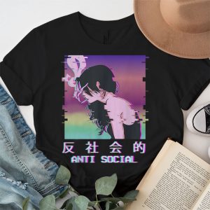 Aesthetic Sad Antisocial Anime Girl Japanese Emo Goth T Shirt 2 3