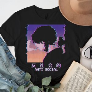 Aesthetic Sad Antisocial Anime Girl Japanese Emo Goth T Shirt 3 3