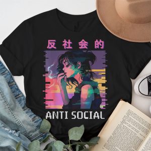 Aesthetic Sad Antisocial Anime Girl Japanese Emo Goth T Shirt 3