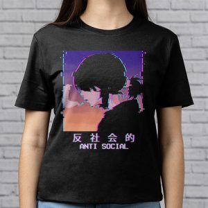 Aesthetic Sad Antisocial Anime Girl Japanese Emo Goth T Shirt 3 4