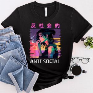 Anti Social Shirt Aesthetic Sad Antisocial Anime Girl Japanese T-Shirt 1