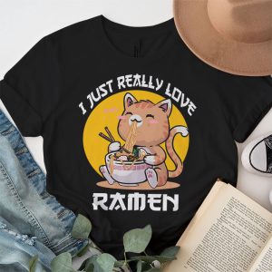 Anime Cat Kawaii Shirt Love Ramen Japanese Noodles Cat T Shirt 2