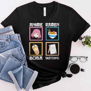 Anime Graphic Tees Anime Ramen Boba Sketching Kawaii Anime Lover T-Shirt 1