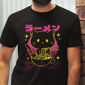 Anime Ramen Cat Retro Japanese Noodles Aesthetic Kawaii Gift T Shirt 4