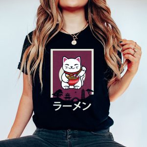 Anime Ramen Cat Retro Japanese Noodles Aesthetic Kawaii Gift T Shirt 5 1