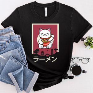 Ramen Noodle Shirts Anime Ramen Cat Retro Japanese Kawaii Gift T-Shirt 2