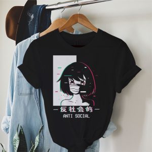 Anti Social Japanese Text Aesthetic Vaporwave Anime Gift T Shirt 2 1