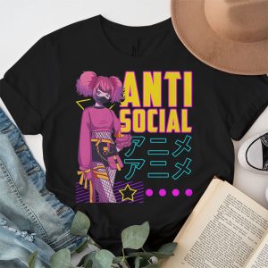 Anti Social Japanese Text Aesthetic Vaporwave Anime Gift T Shirt 2 2