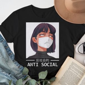 Anti Social Japanese Text Aesthetic Vaporwave Anime Gift T Shirt 2