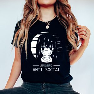 Anti Social Japanese Text Aesthetic Vaporwave Anime Gift T Shirt 3 3