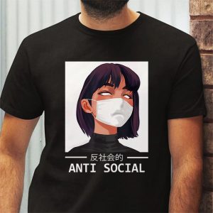 Anti Social Japanese Text Aesthetic Vaporwave Anime Gift T Shirt 3