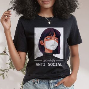 Anti Social Shirt Japanese Text Aesthetic Vaporwave Anime Gift T-Shirt 1