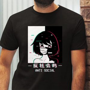 Anti Social Japanese Text Aesthetic Vaporwave Anime Gift T Shirt 4 1