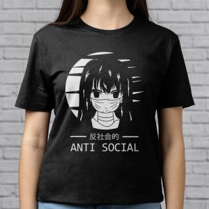 Anti Social Japanese Text Aesthetic Vaporwave Anime Gift T Shirt 4 3