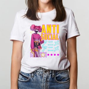 Anti Social Japanese Text Aesthetic Vaporwave Anime Gift T Shirt 5 2