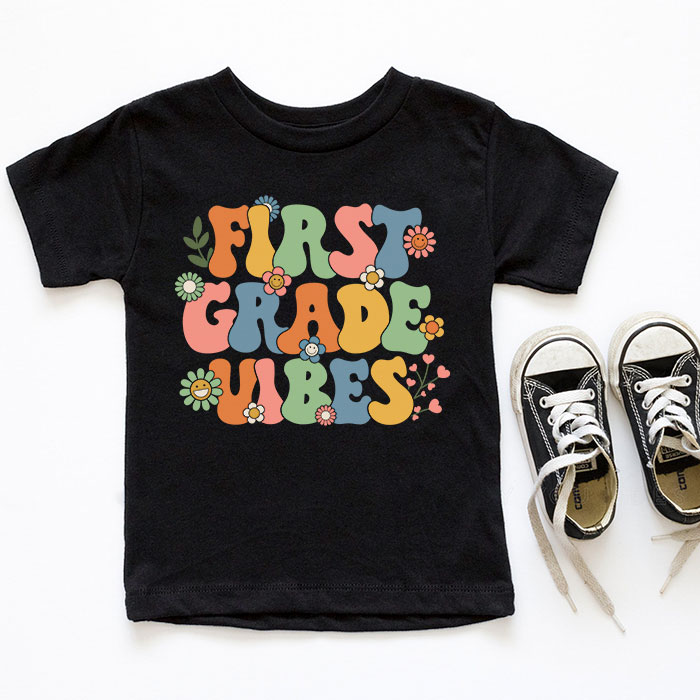 Back-To-School-First-Grade-Vibes-Retro-Teacher-Women-Kids-T-Shirt-1-4 Back To School First Grade Vibes Retro Teacher Women Kids T Shirt 1 4