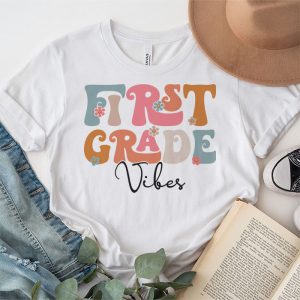 Back To School First Grade Vibes Retro Teacher Women Kids T Shirt 3 4