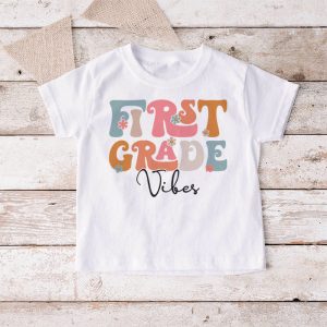 Back To School First Grade Vibes Retro Teacher Women Kids T Shirt 3 5