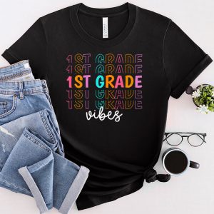 Back To School First Grade Vibes Retro Teacher Women Kids T-Shirt 4
