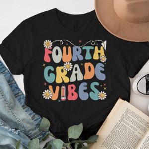 Back To School Shopping Fourth Grade Vibes Retro Lovely T-Shirt 2 2 Back To School Fourth Grade Retro Teacher Women Kids T Shirt 2 2