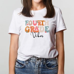 Back To School Shopping Fourth Grade Vibes Retro Lovely T-Shirt 3 4 Back To School Fourth Grade Retro Teacher Women Kids T Shirt 3 4