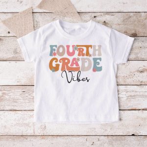 Back To School Shopping Fourth Grade Vibes Retro Lovely T-Shirt 3 5 Back To School Fourth Grade Retro Teacher Women Kids T Shirt 3 5