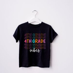 Back To School Shopping Fourth Grade Vibes Retro Lovely T-Shirt 4 3 Back To School Fourth Grade Retro Teacher Women Kids T Shirt 4 3