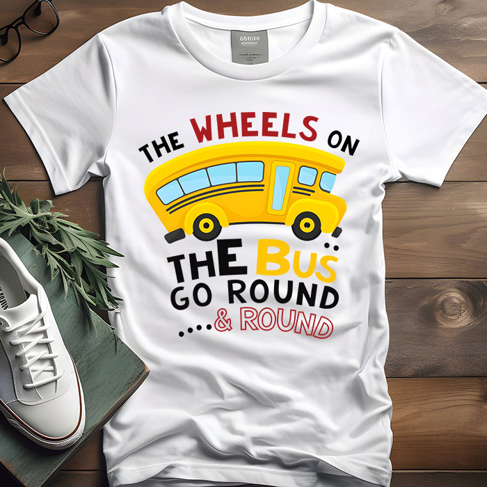 Back To School Funny The WHEELS On The BUS Toddler Kids Boys T-Shirt 1