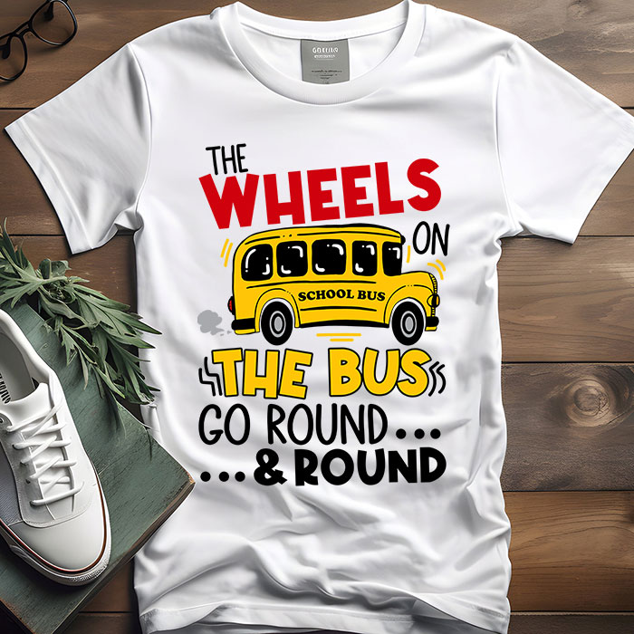 Back To School Funny The WHEELS On The BUS Toddler Kids Boys T-Shirt 4