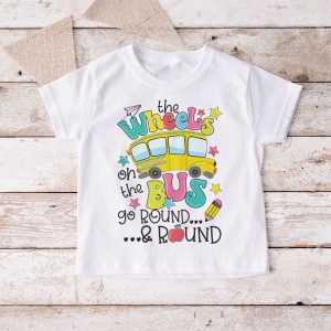 Back To School Funny The WHEELS On The BUS Toddler Kids Boys T Shirt 6