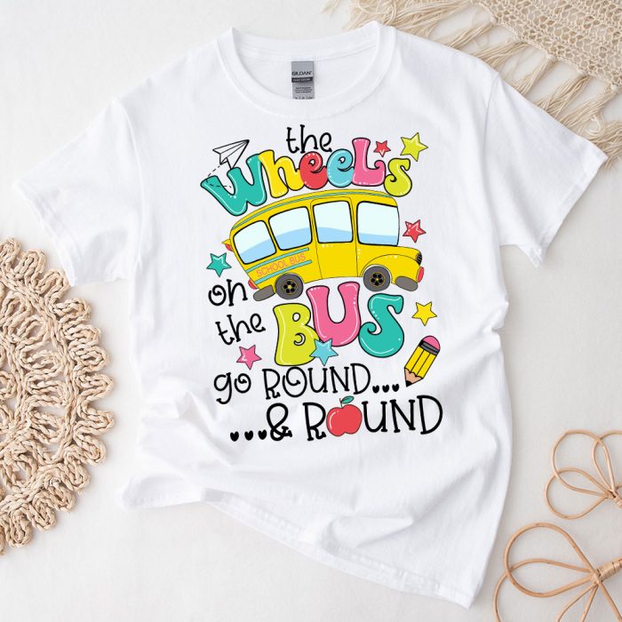 Back To School Funny The WHEELS On The BUS Toddler Kids Boys T-Shirt