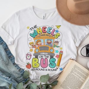 Back To School Funny The WHEELS On The BUS Toddler Kids Boys T Shirt B 4