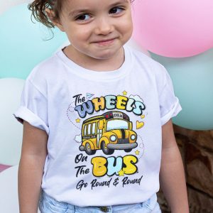 Back To School Funny The WHEELS On The BUS Toddler Kids Boys T Shirt d 3