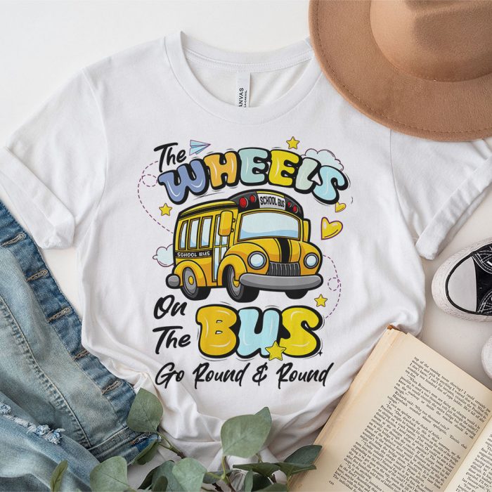 Back To School Funny The WHEELS On The BUS Toddler Kids Boys T Shirt d 4