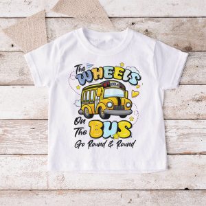 Back To School Funny The WHEELS On The BUS Toddler Kids Boys T Shirt d 6